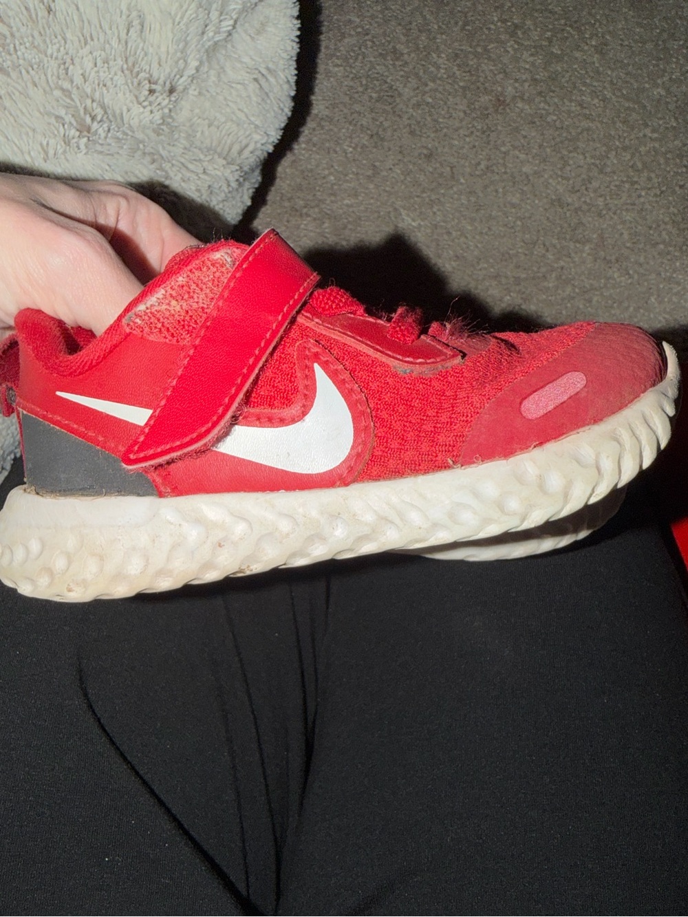 Nike Toddler Red and White Velcro Athletic Sneaker size 7c